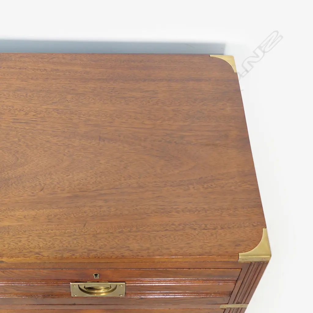 A late Victorian Mahogany campaign style chest, Image 1++