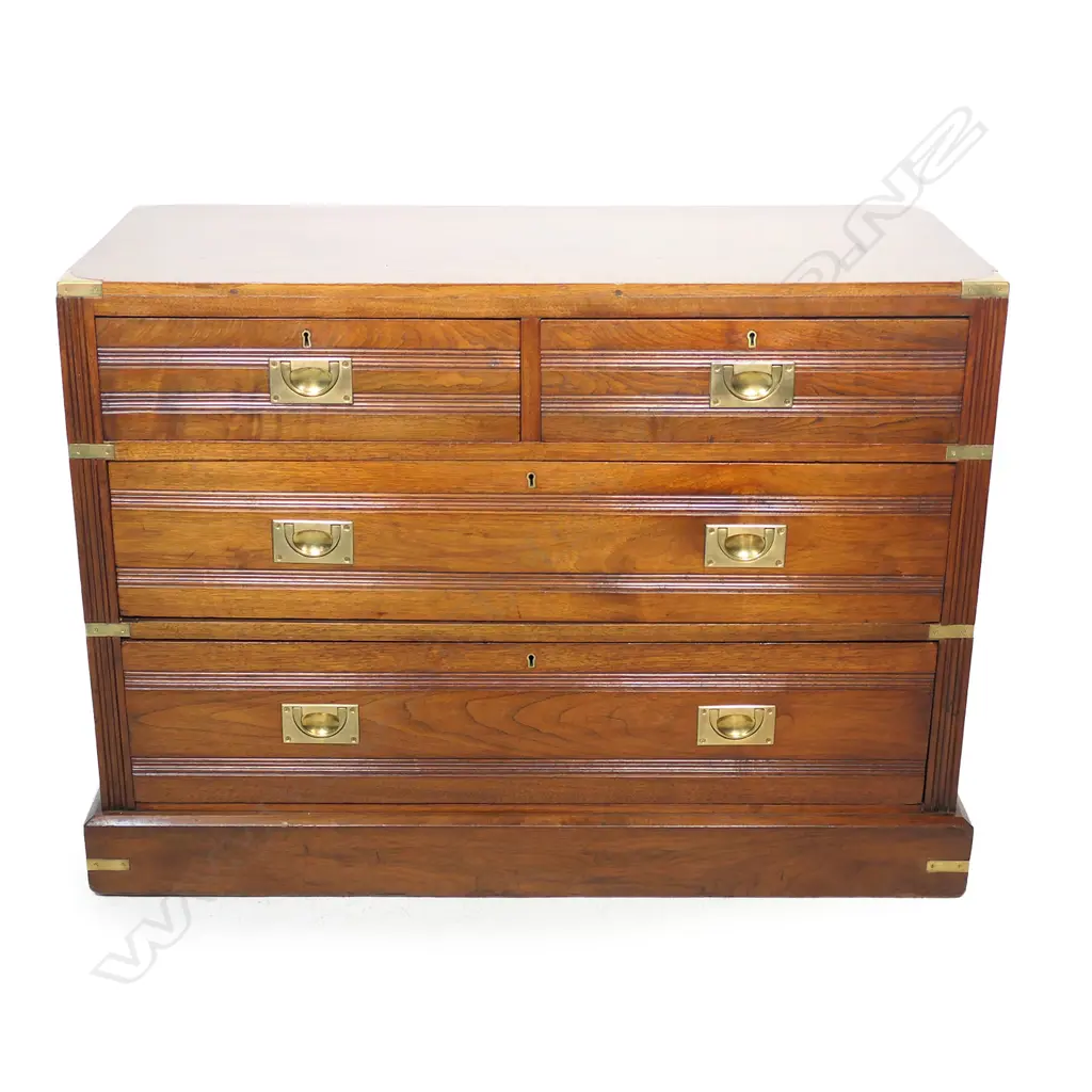 A late Victorian Mahogany campaign style chest, Image 1++