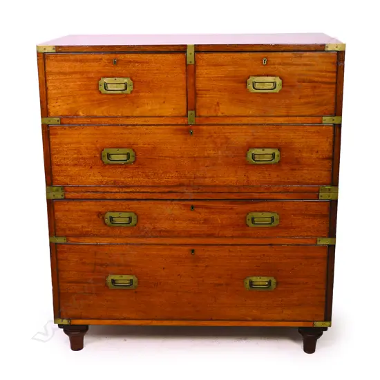A Victorian mahogany campaign chest,