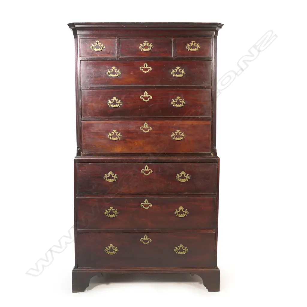 A 18thC George III mahogany chest on chest, Image 1++