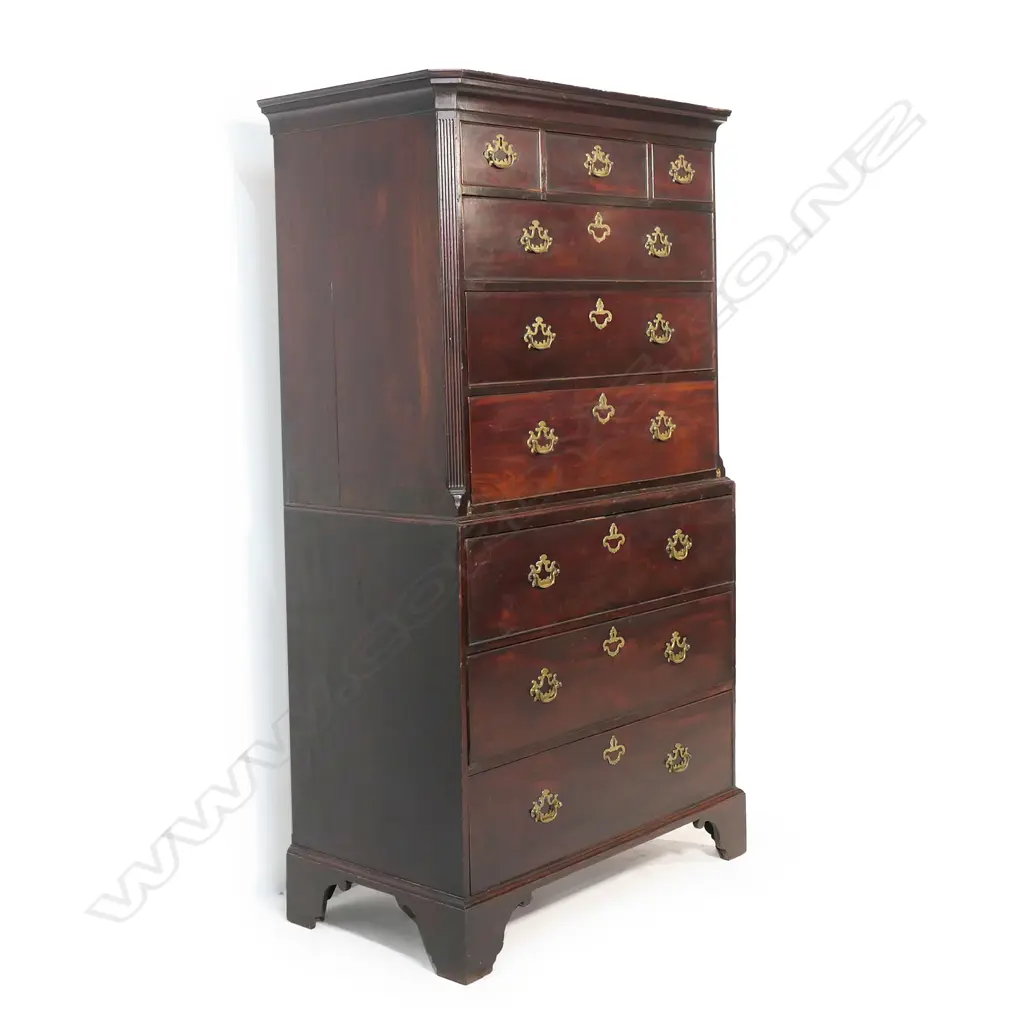 A 18thC George III mahogany chest on chest, Image 1++