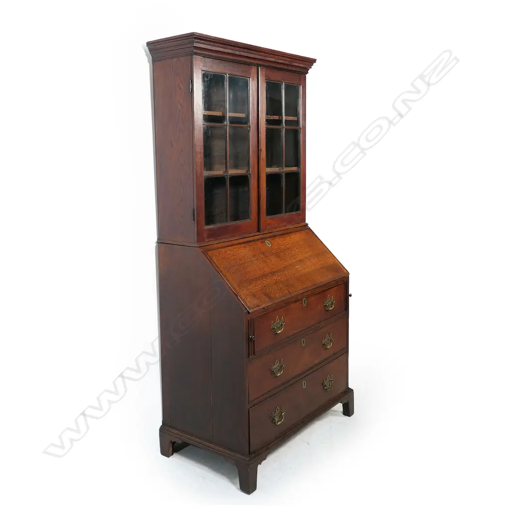 A George III oak bookcase bureau, Image 1++