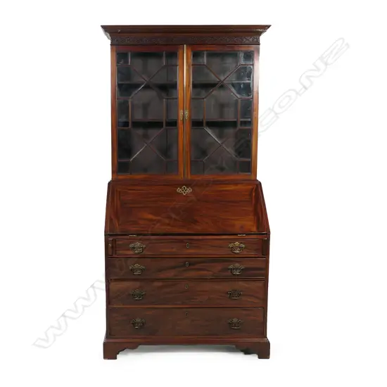 A George III mahogany bookcase bureau,