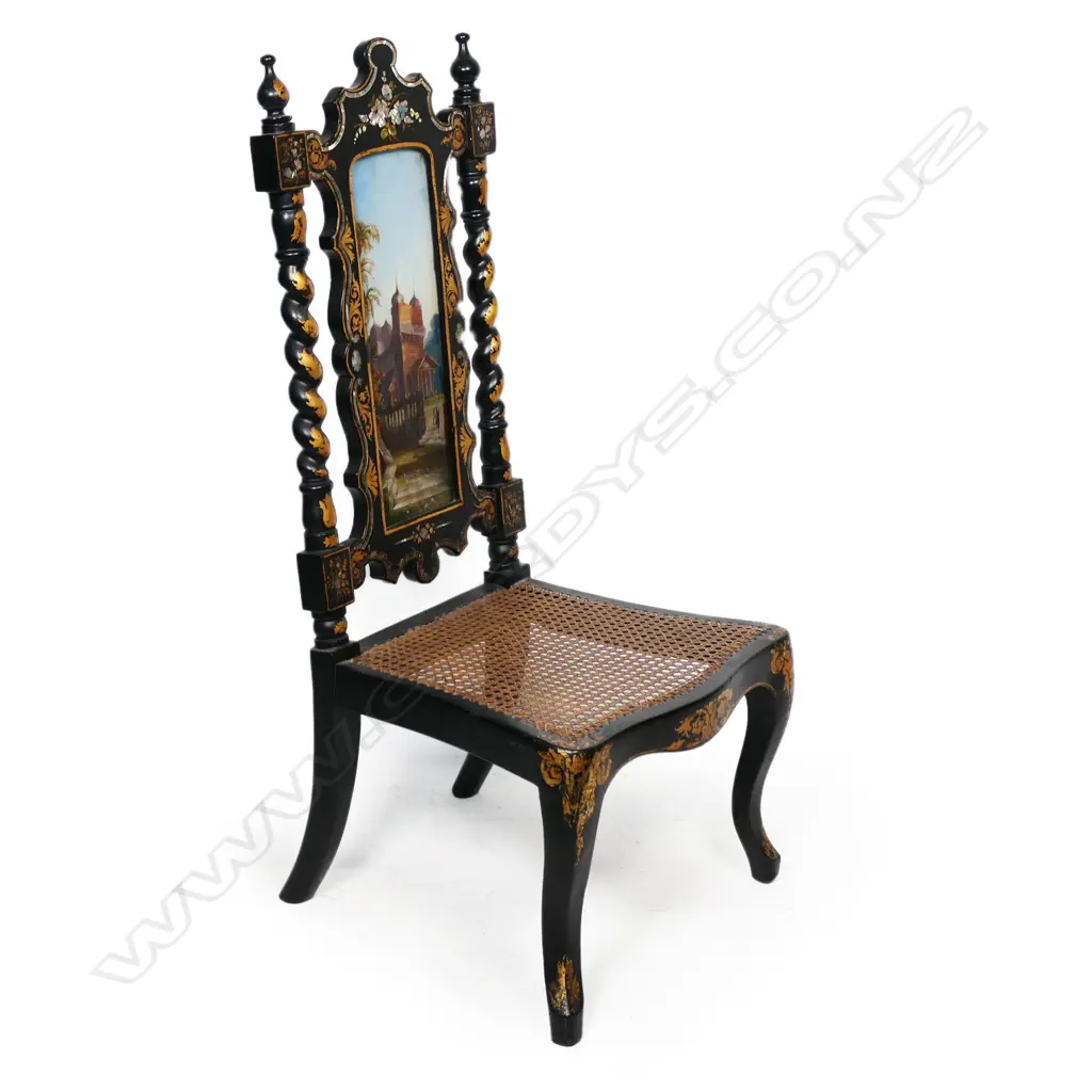 A Victorian ebonised hall chair, Image 1++