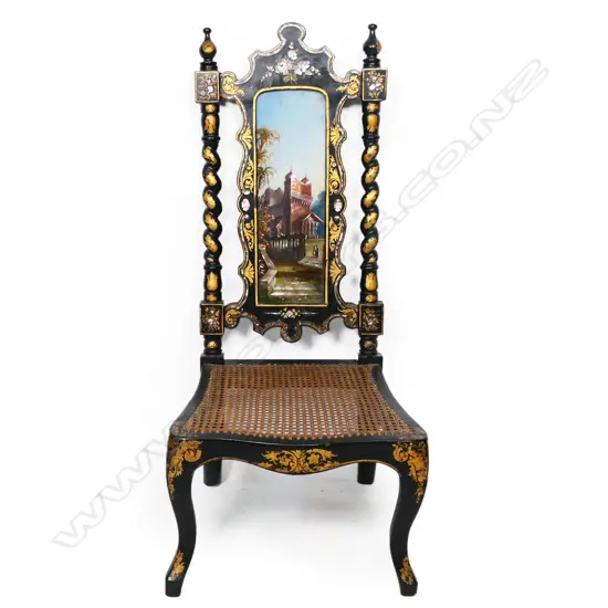 A Victorian ebonised hall chair,