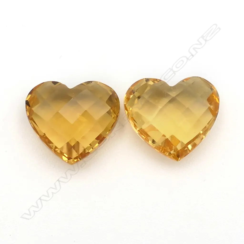 Citrine – 11.24ct – pair heart shaped Image 1++