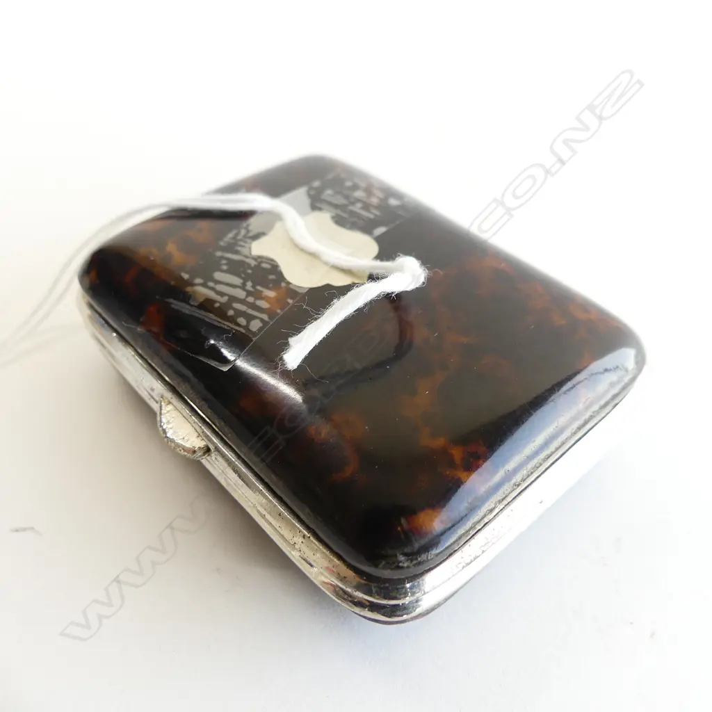 Inlaid faux tortoiseshell coin case, 65x50mm Image 1++