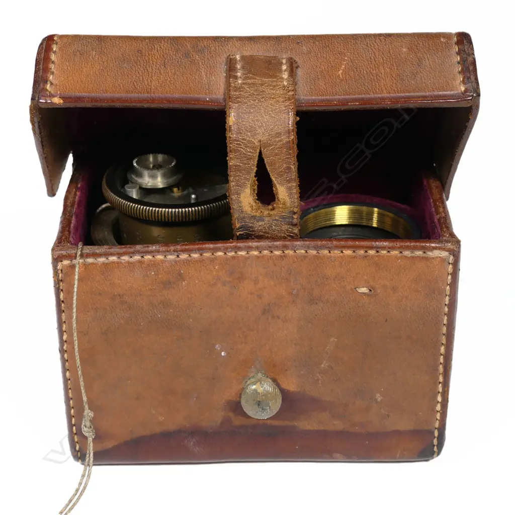 Leather cased ‘The Steward’ Telemetre by J.H. Steward. Belt loops to case. 105 x 60 x 80mm Image 1++
