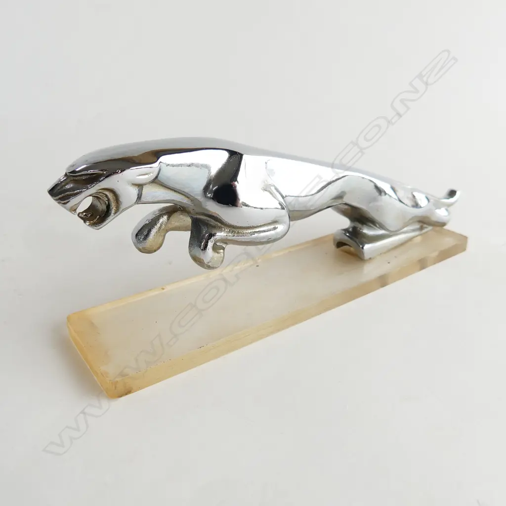 Chrome jaguar car mascot on Perspex stand. H.60mm (excluding stand). Image 1++