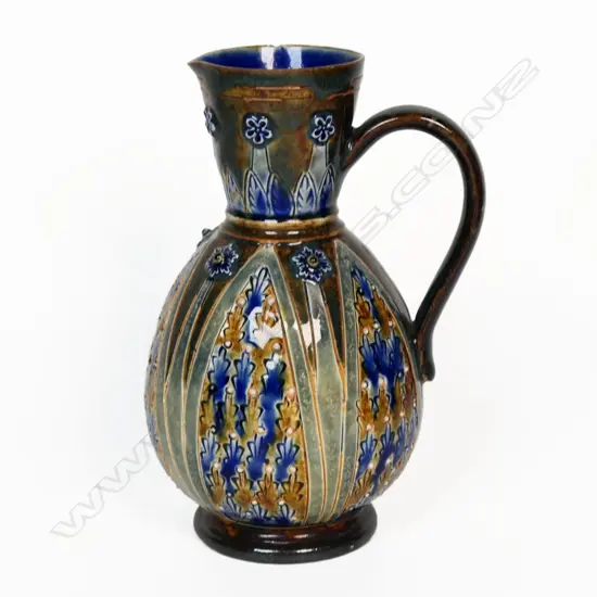Royal Doulton Lambeth ewer (small chip to rim). H.150mm