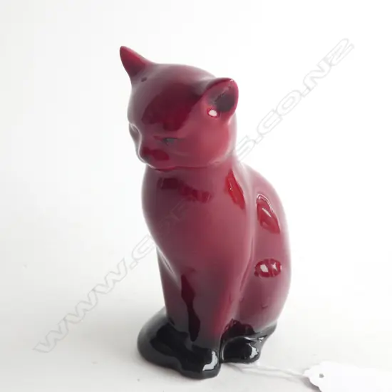 A Royal Doulton flambe cat, in production c1925 - c1990. Designed by Charles Noke. H.130mm