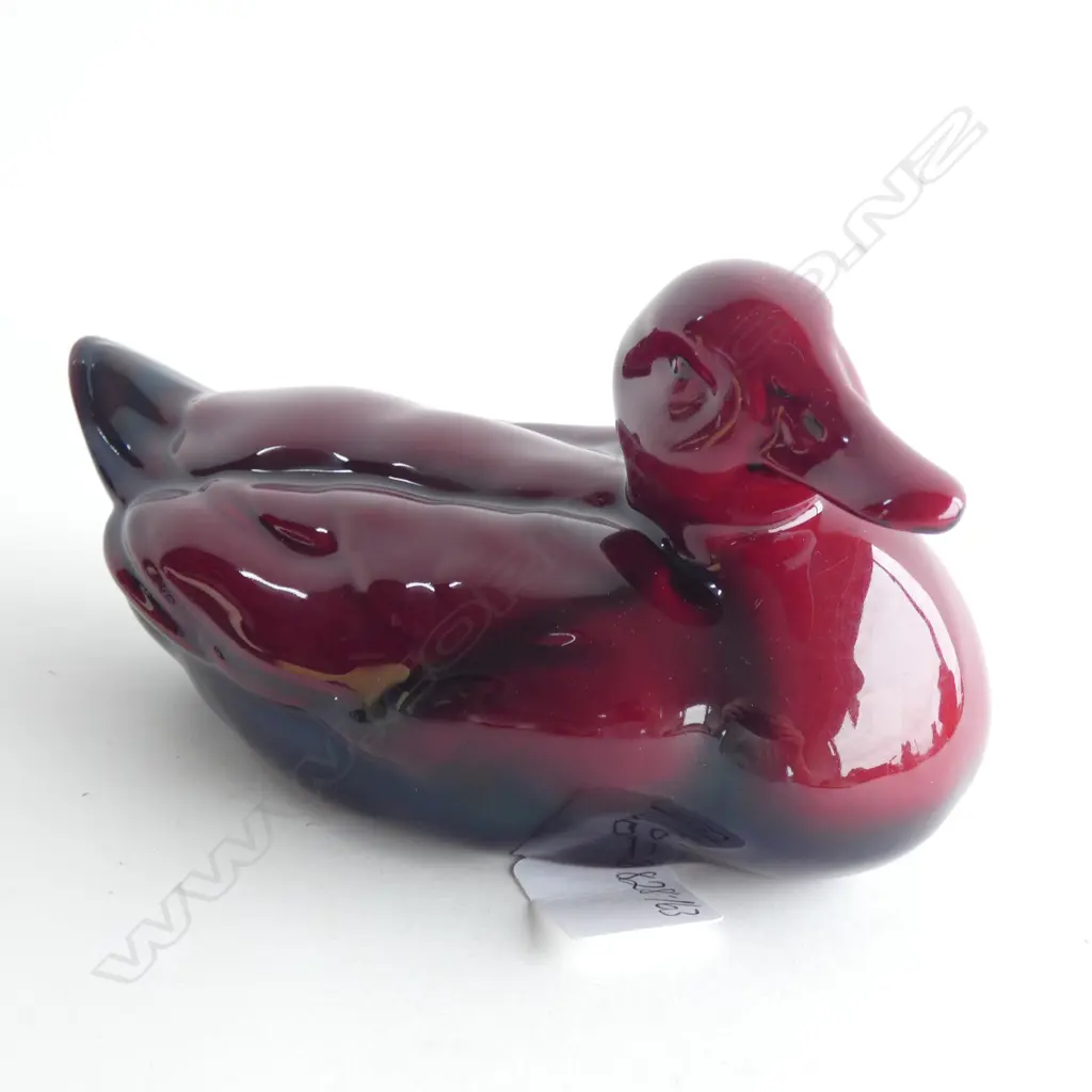 A Royal Doulton flambé duck. Model no.654. Incised no 10 on base RD flambé stamp. 95 x 185mm Image 1++