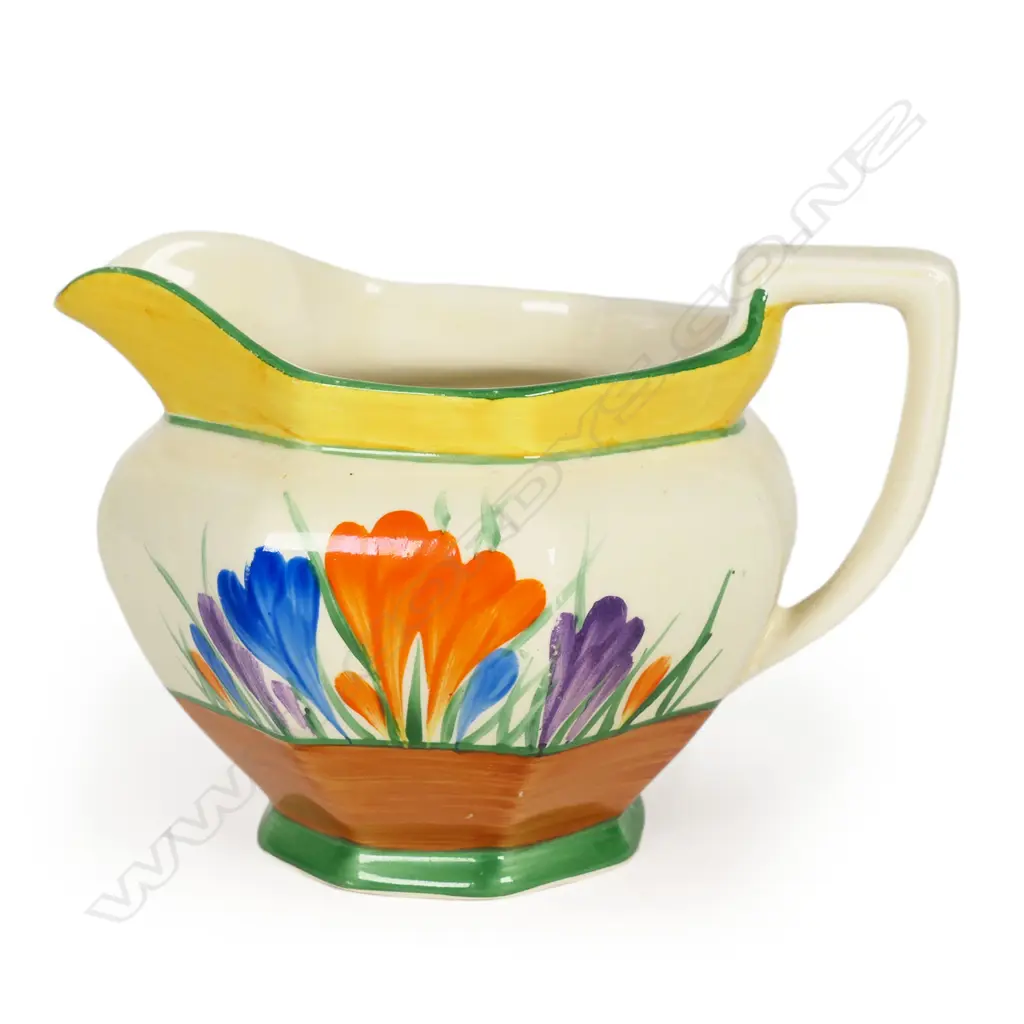 Clarice Cliff 'Crocus' jug of Athens shape. H.95mm Image 1++