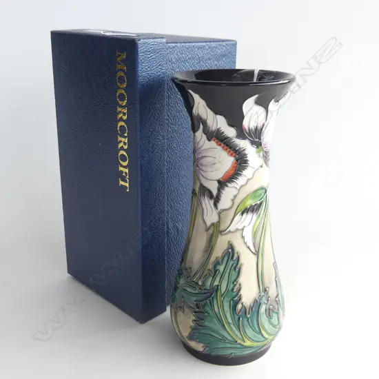 Moorcroft vase - Oriental Poppy pattern designer Philip Gibson (2003), spill vase form, four-star Collectors club - signed & numbered 53 and dated 9.2.04. H.205mm