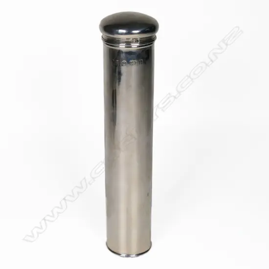 Edwardian silver cylindrical canister. Birmingham 1901. H.190mm. 83gms.