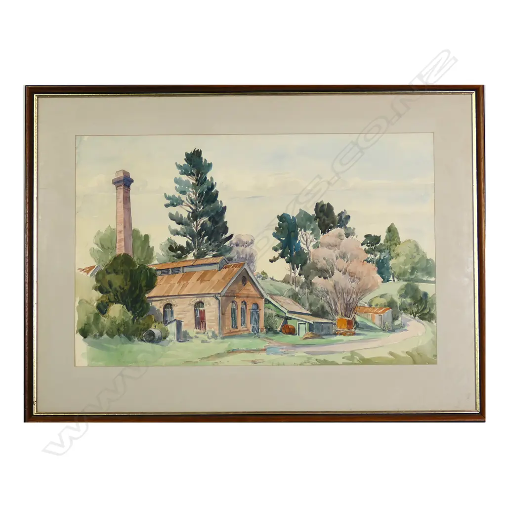 Peggy Spicer (1908-1984) 'Pump House Takapuna' watercolour - signed. 1978. 350 x 420mm Image 1++