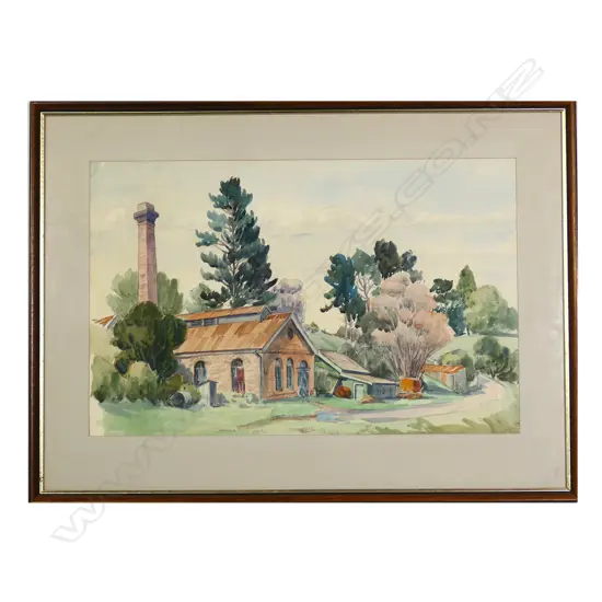 Peggy Spicer (1908-1984) 'Pump House Takapuna' watercolour - signed. 1978. 350 x 420mm