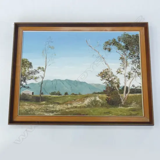 Judith Moreton 'Waihou scene'. Oil. 1974. 500 x 700mm