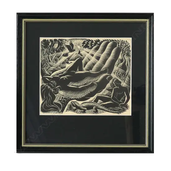 c.1948 e. Mervyn Taylor, creation, wood engraving, printed by H.H. Tombs, 170 x 200mm