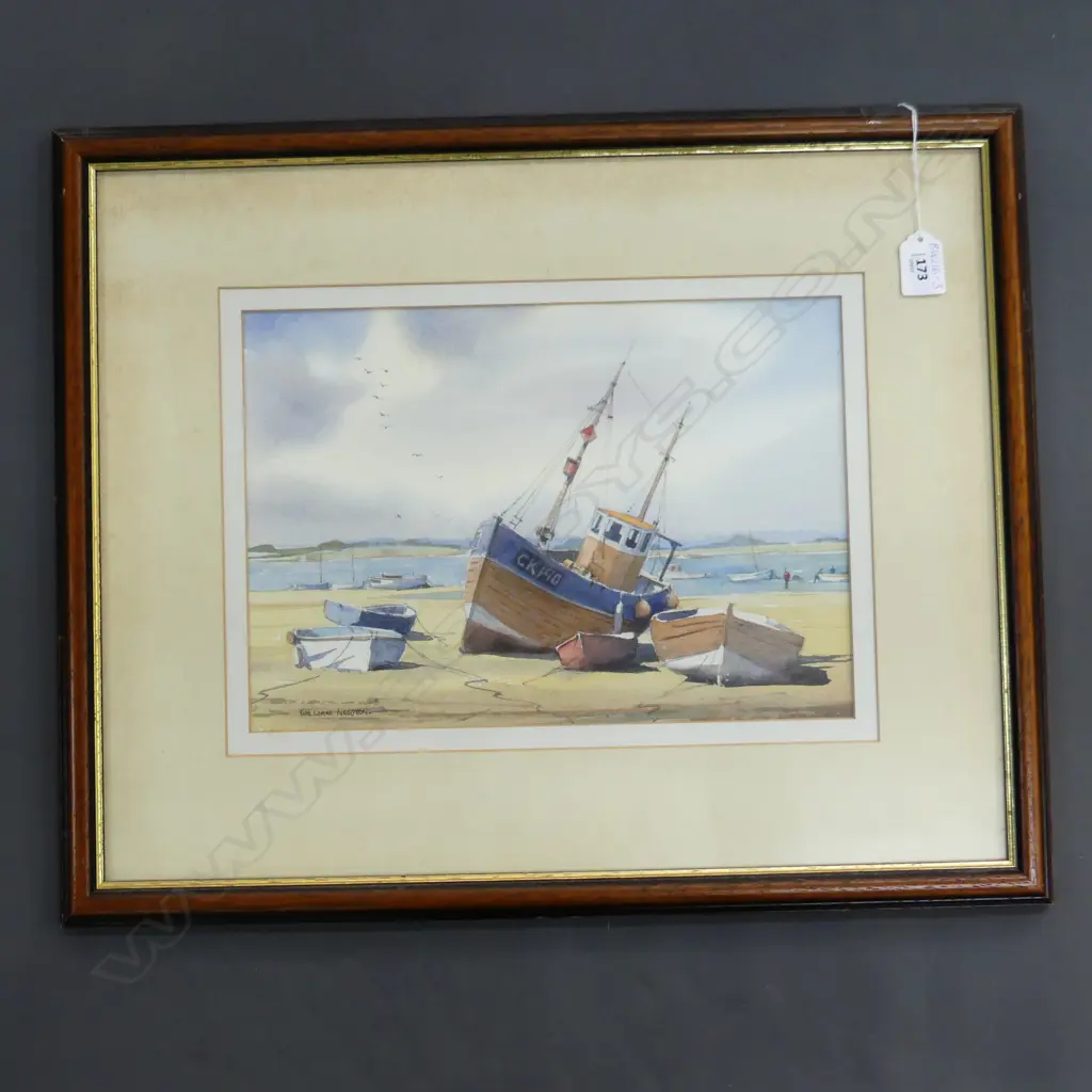 William Newton, Coastal boat scene, signed, 335 x 230mm Image 1++