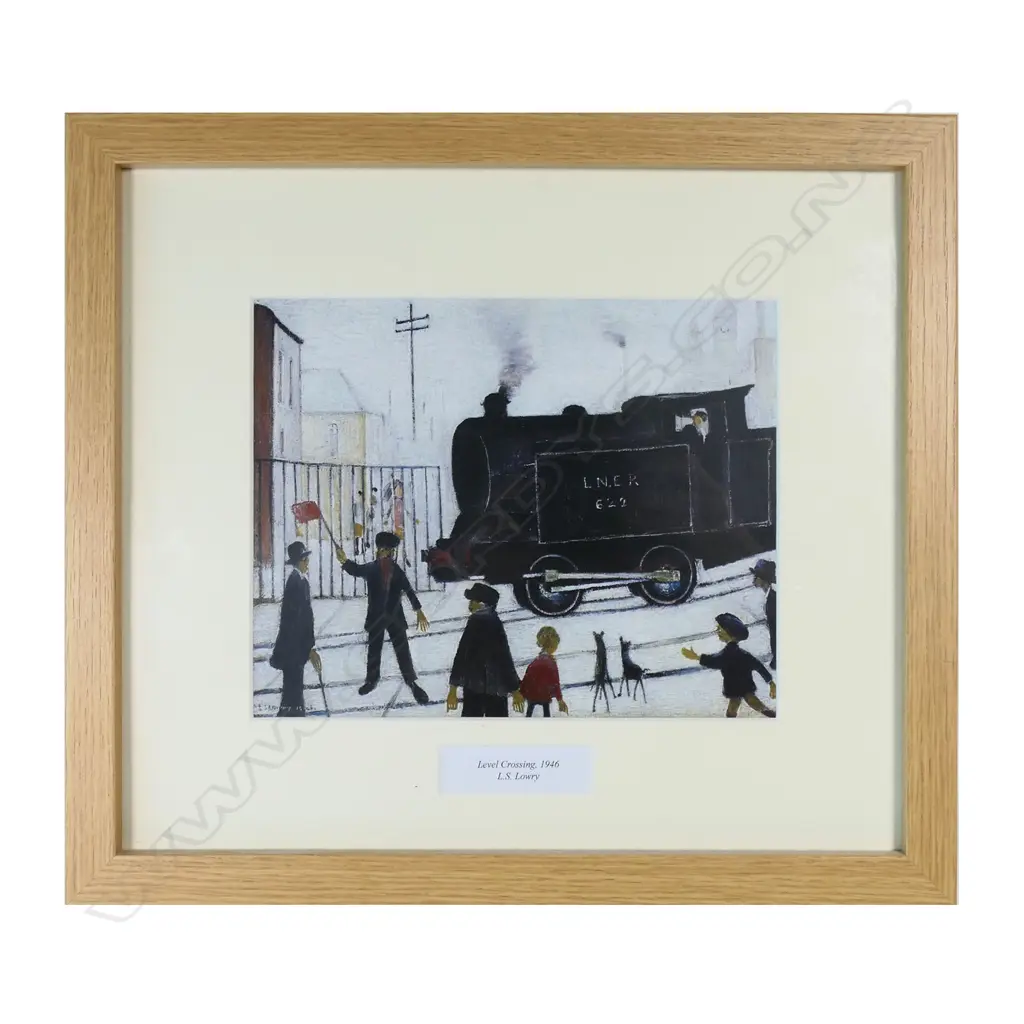 L.S. Lowry, Level crossing 1946, print, 180 x 230 mm Image 1++