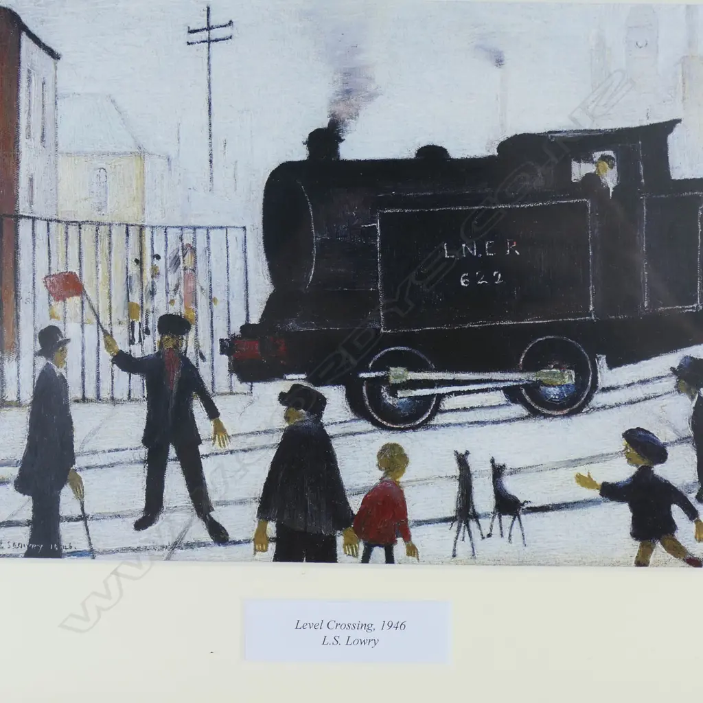 L.S. Lowry, Level crossing 1946, print, 180 x 230 mm Image 1++