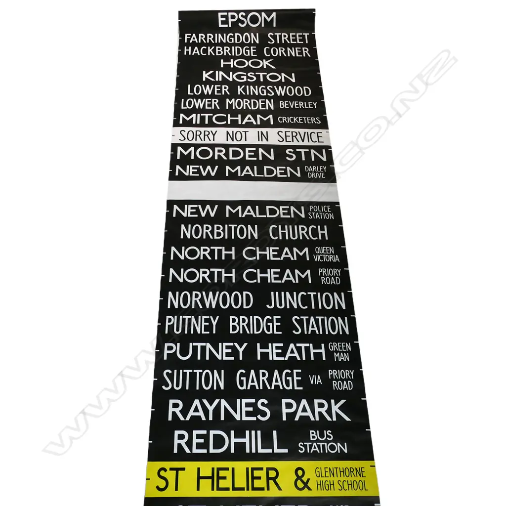 Original vintage Kensington destination bus blind, Image 1++