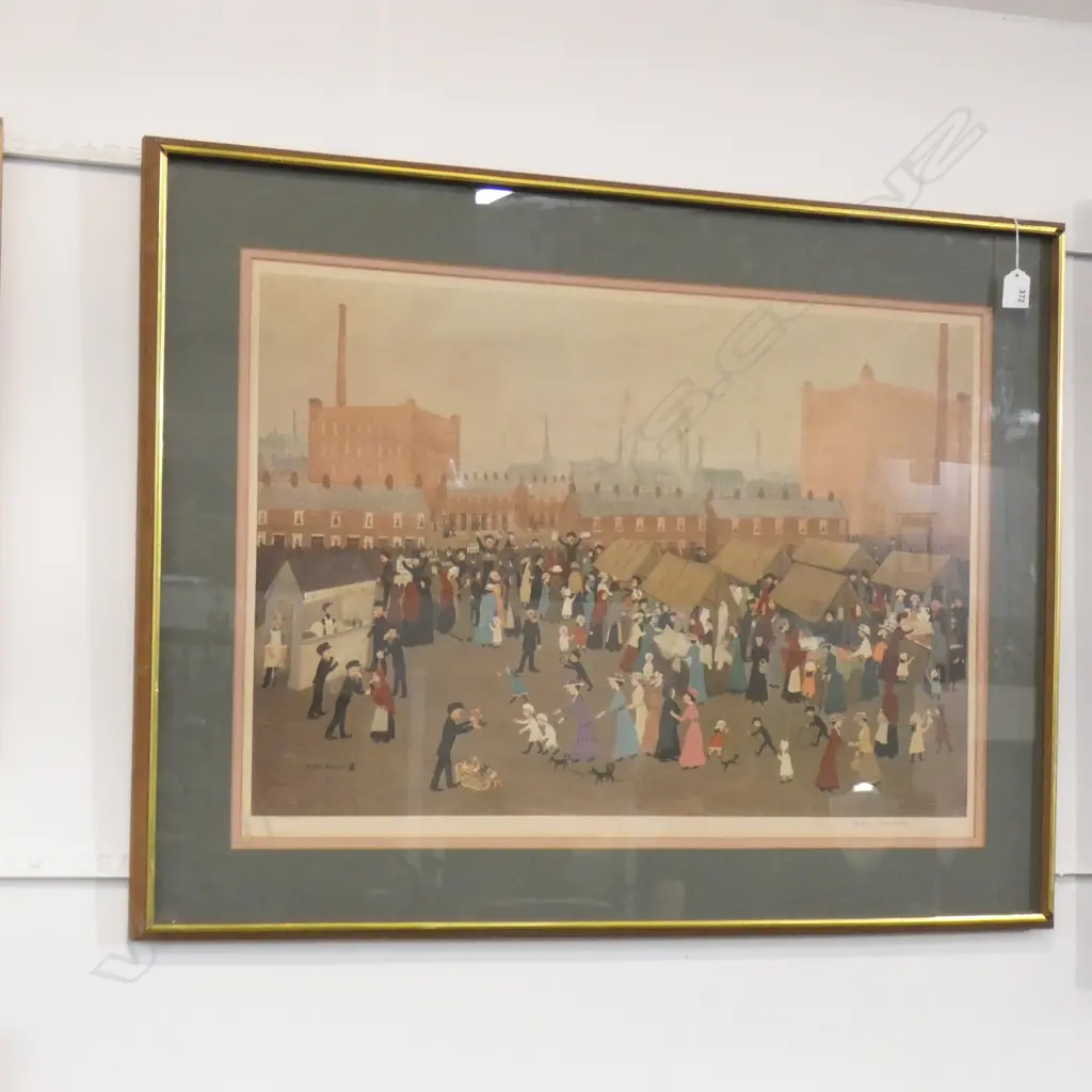 Helen Bradley (UK 1900-1979) ‘Hollinwood Market’, signed in pencil, limited edition print, 460 x 690mm Image 1++