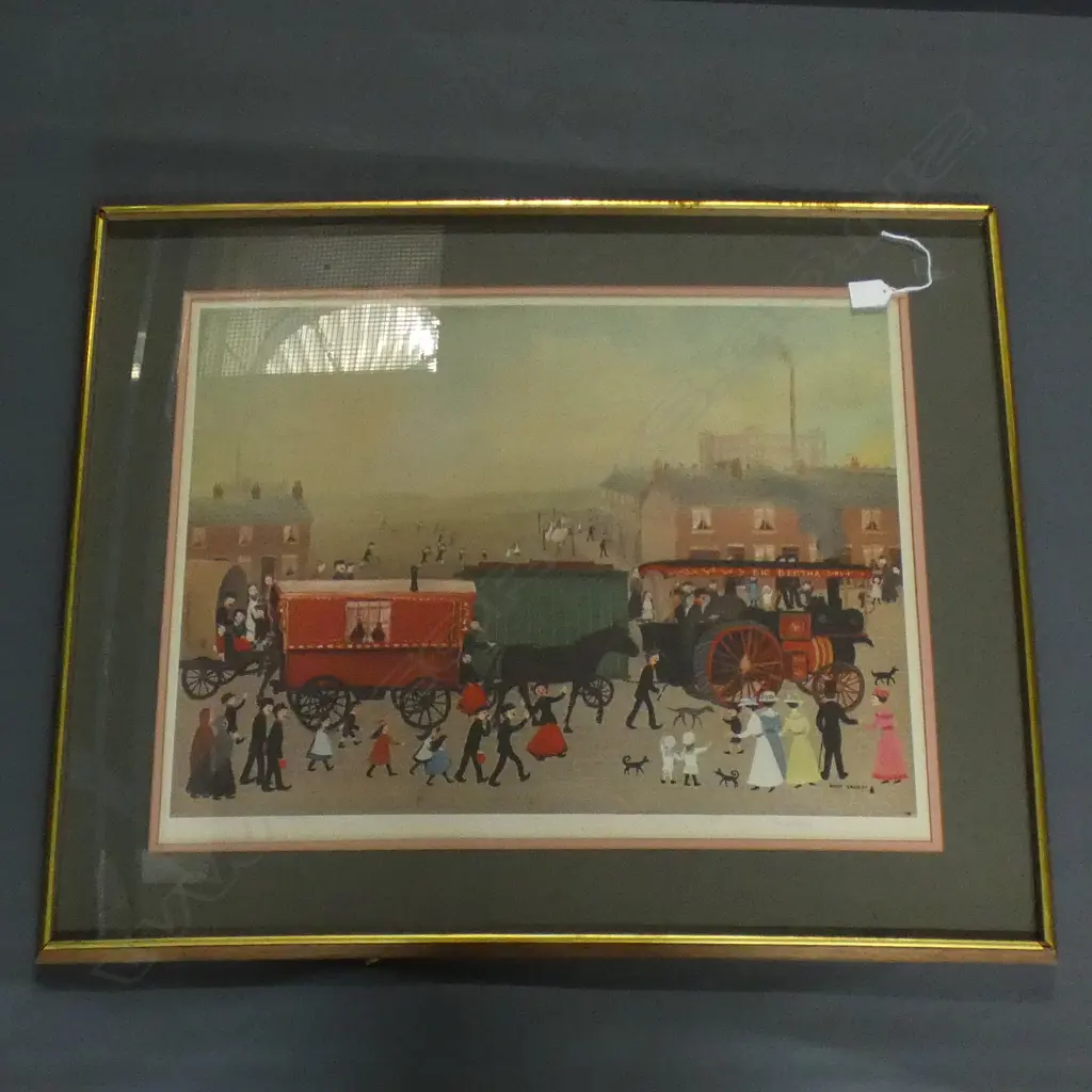 Helen Bradley (UK 1900-1979)  Big Bertha comes to Lees’’  limited edition print,  595 x 445mm Image 1++