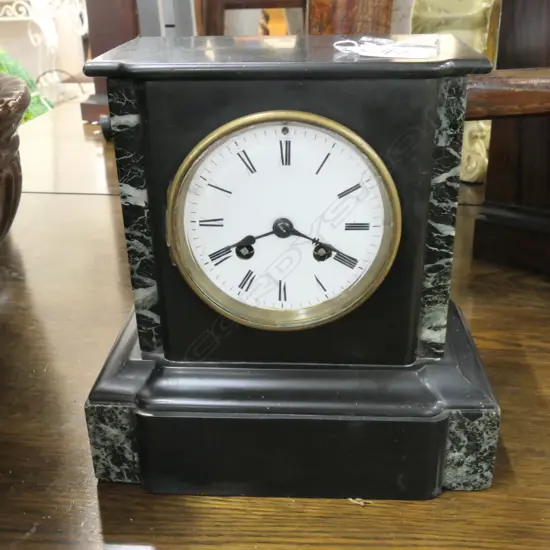 French slate mantel clock, H.220mm