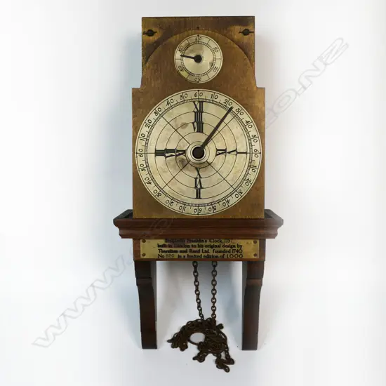 Copy of Benjamin Franklin's clock, plaque reads '...built in London to his original design... edition: 820/1000