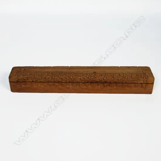 Carved wooden trinket box, L.305mm