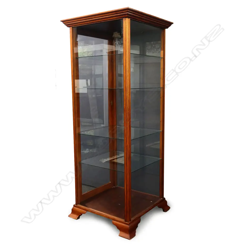 An Edwardian tall mahogany glazed display cabinet, Image 1++