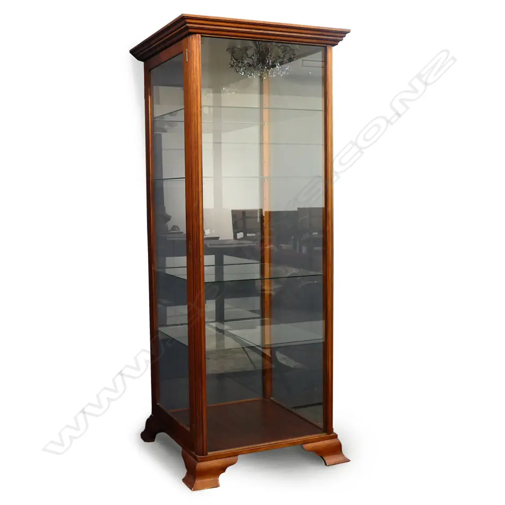 An Edwardian tall mahogany glazed display cabinet, Image 1++