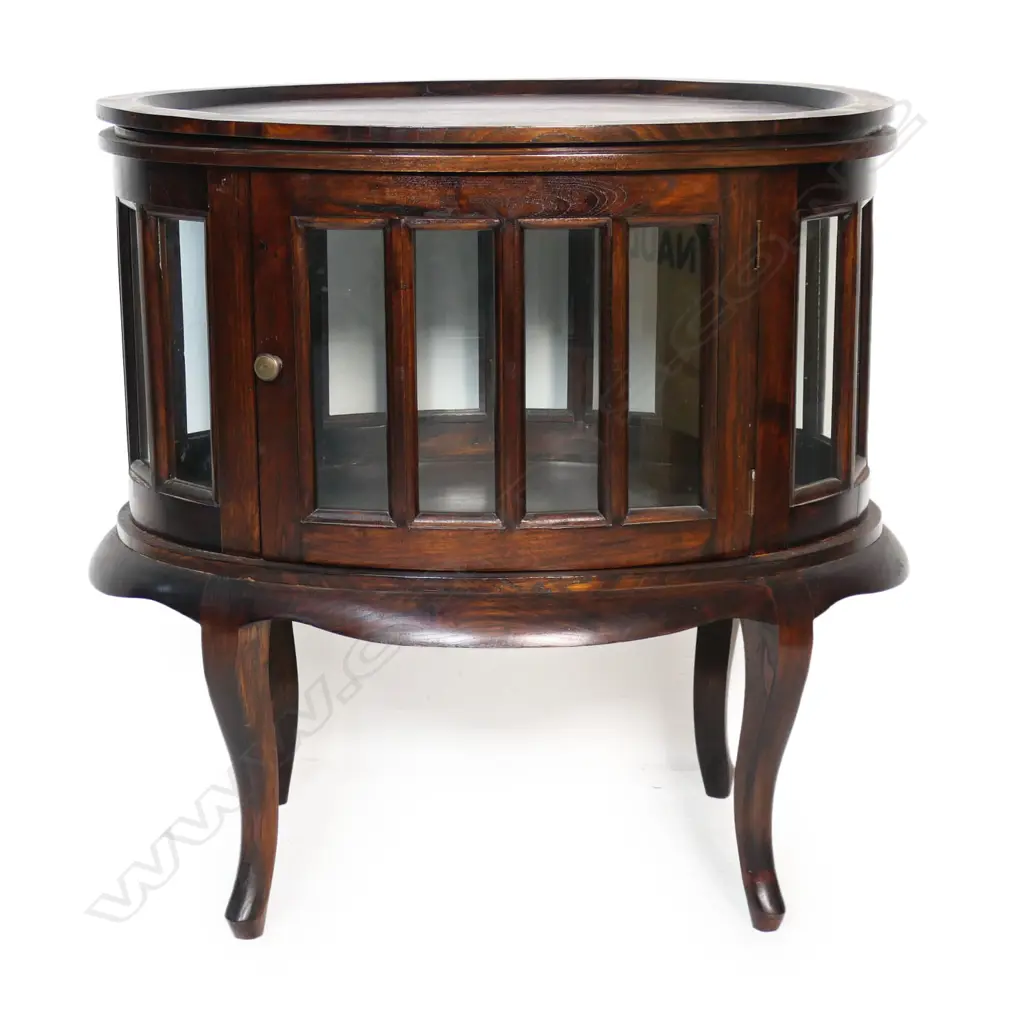 Oval mahogany display cabinet, tray top 680 x 440 x 700mm Image 1++