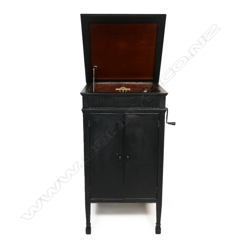Black painted 'Colombia' gramophone cabinet, 550 x 570 x 960mm Image 1++