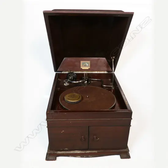 'His Masters Voice' tabletop gramophone, 385 x 480 x 360mm