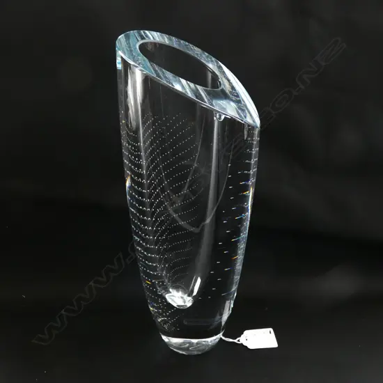 A tall crystal vase by Göran Wärff for Kosta Boda