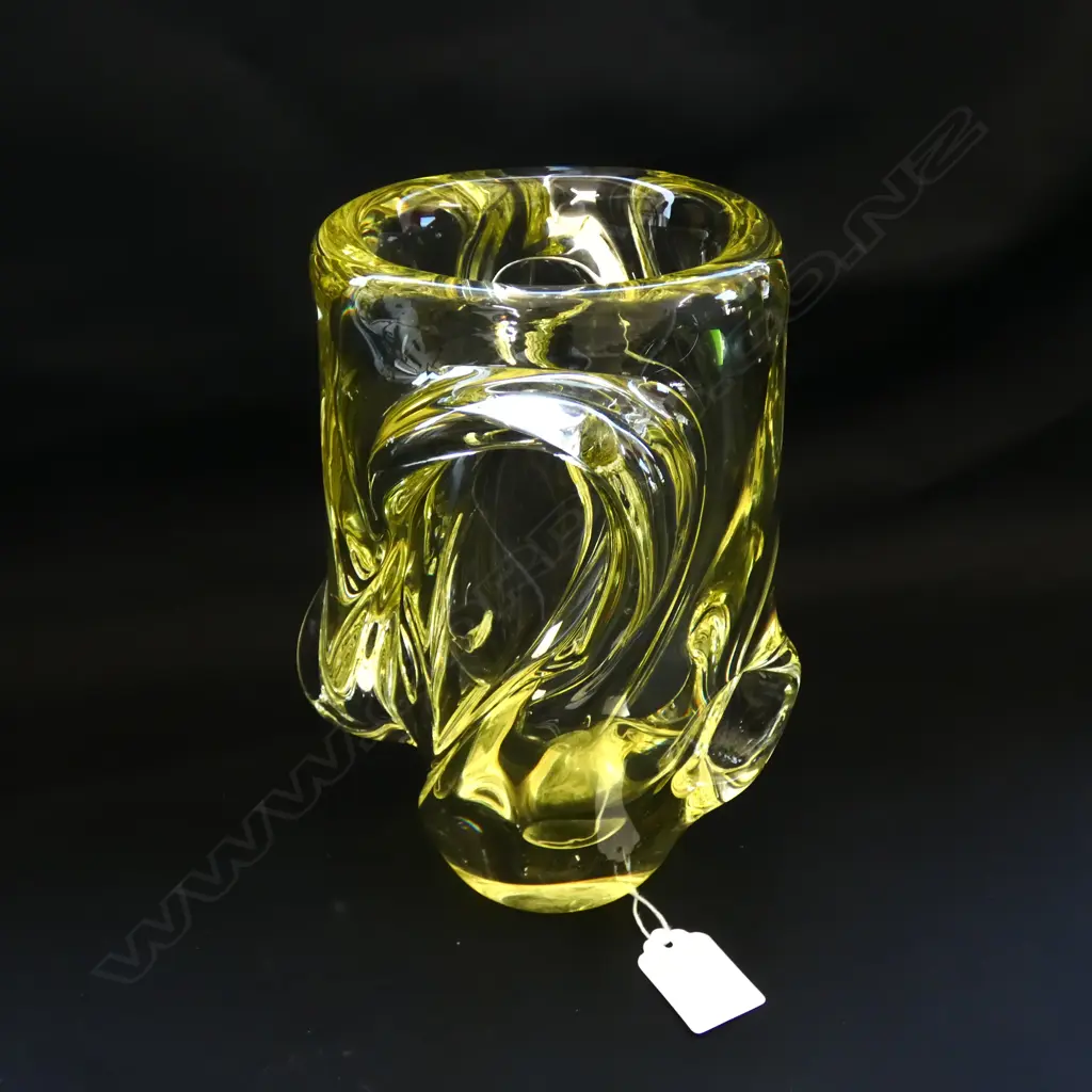A Cristal de Sevres pale lemon, mid-century vase Image 1++