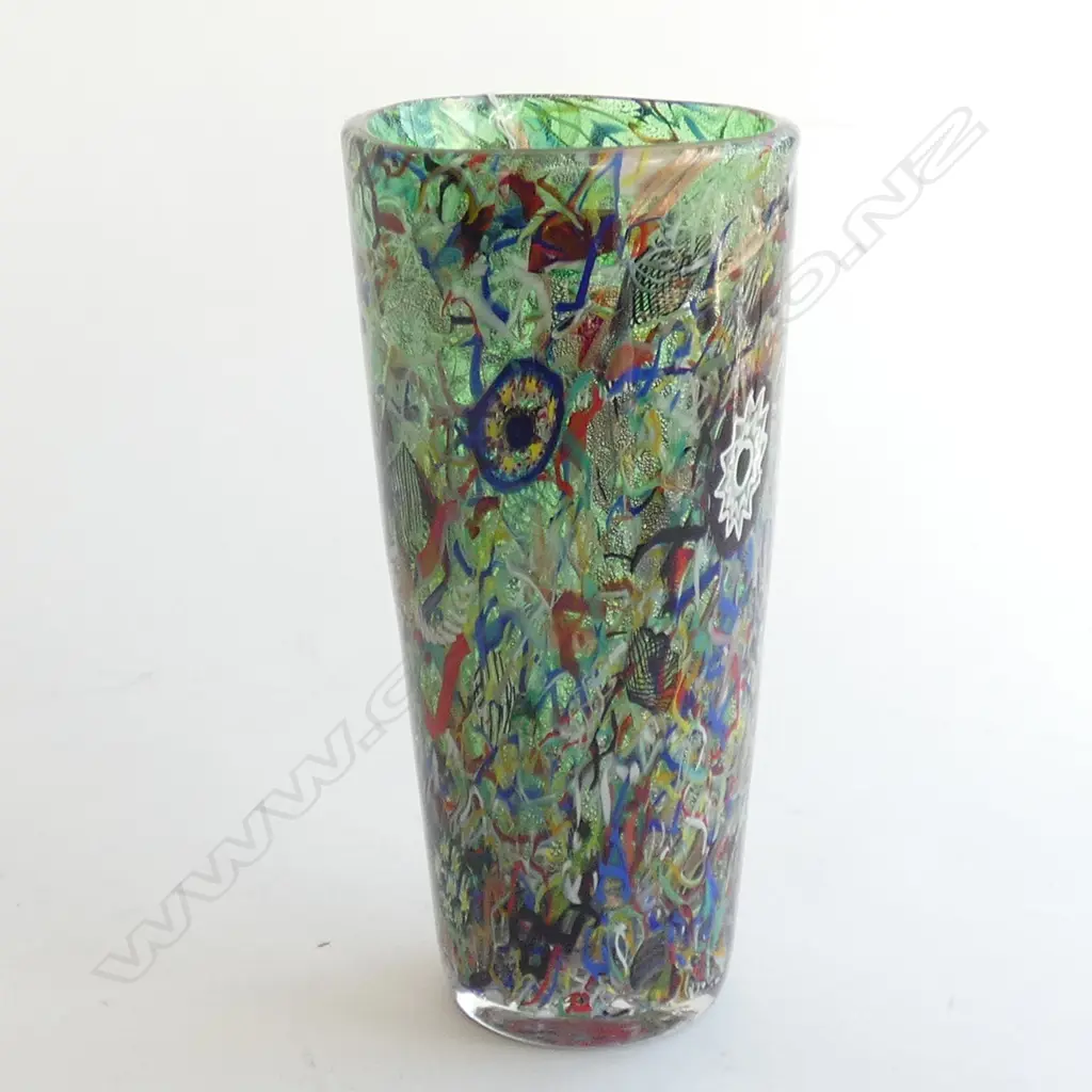 A glass Murano millerighe vase, by Raffael Eros for AVEM, Murano Venezia Image 1++