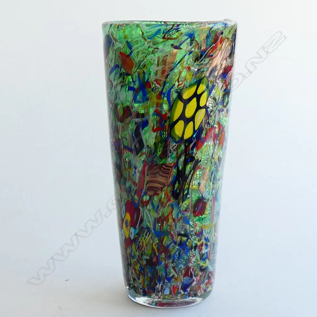 A glass Murano millerighe vase, by Raffael Eros for AVEM, Murano Venezia Image 1++