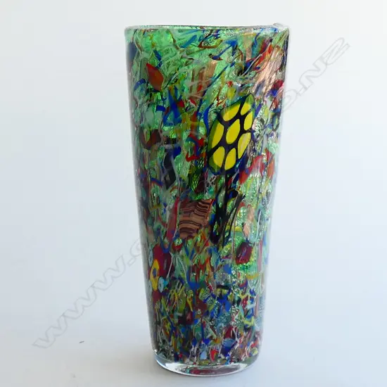 A glass Murano millerighe vase, by Raffael Eros for AVEM, Murano Venezia