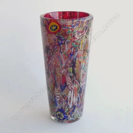 A glass Murano millerighe vase, by Raffael Eros for AVEM, Murano Venezia