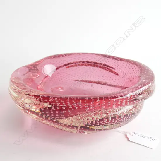 A Glass Bowl, pink sommerso with controlled bubbles