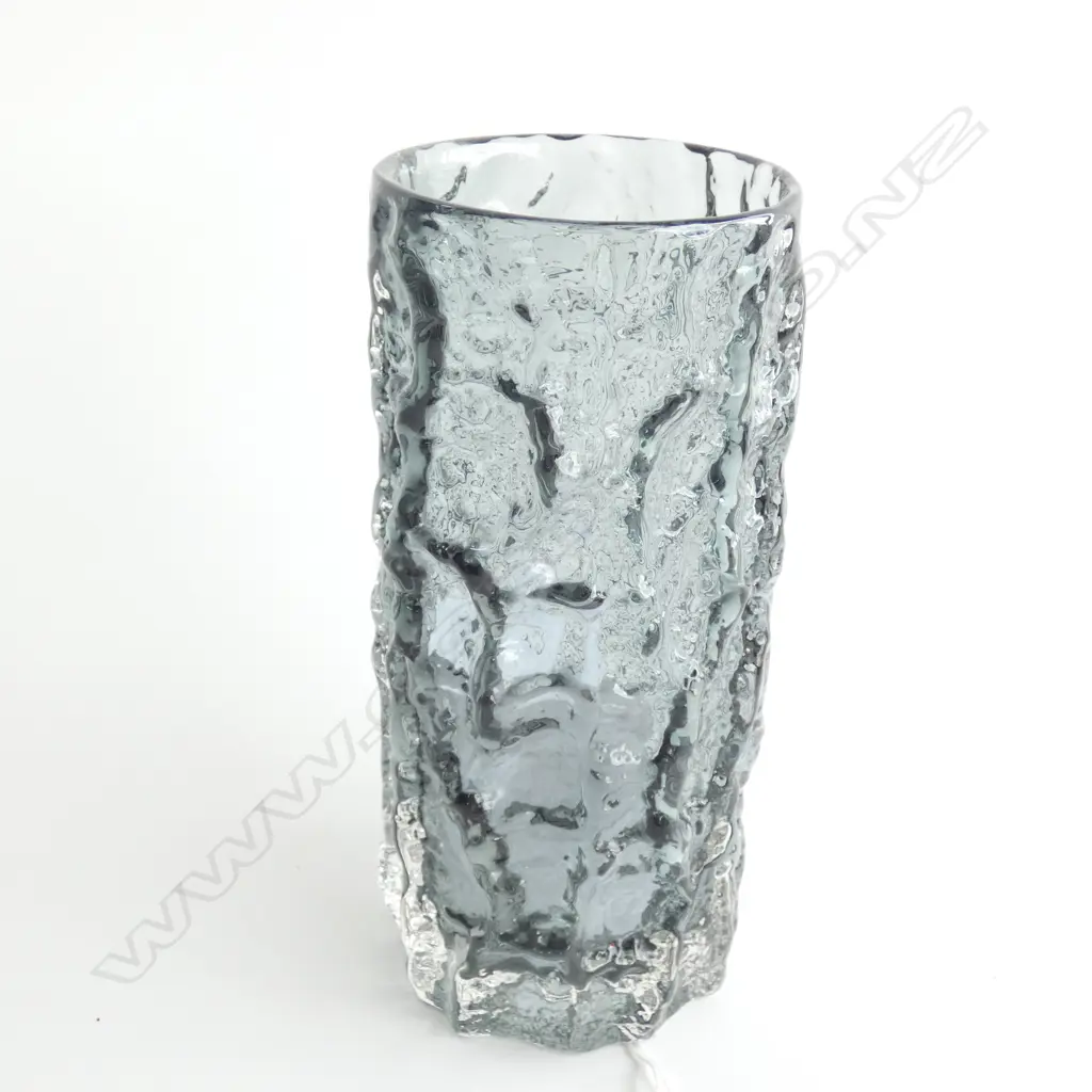 A Whitefriars glass cylindrical 'Bark' vase, designed by Geoffrey Baxter Image 1++