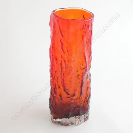 A Whitefriars style red bark vase
