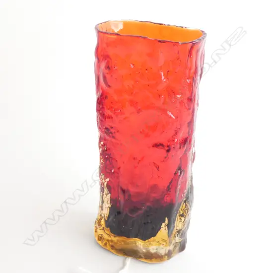 A textured bark glass vase,