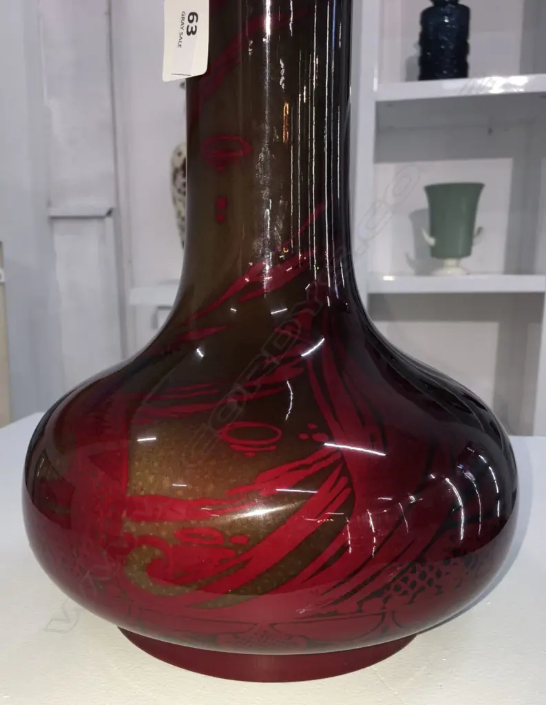 A Bernard Moore flambé bottle vase, painted by Reginald Robert Tomlinson, c.1910 Image 1++