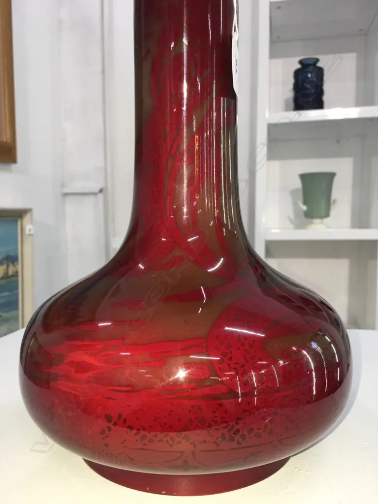 A Bernard Moore flambé bottle vase, painted by Reginald Robert Tomlinson, c.1910 Image 1++