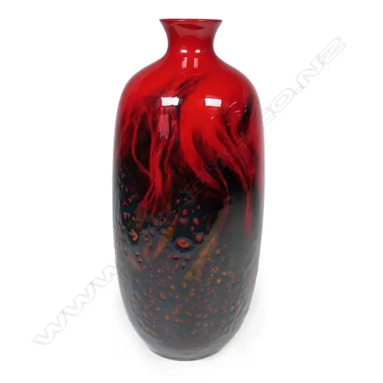 A large Royal Doulton veined flambé vase,